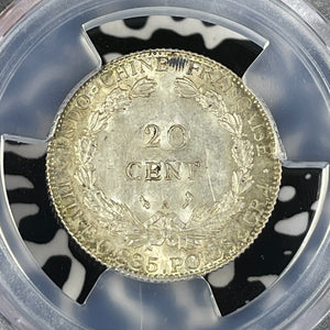 1900-A French Indo-China 20 Centimes PCGS MS62 Lot#G074 Silver! Lec-202
