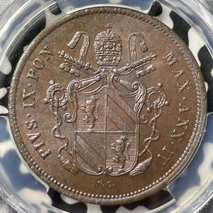 1849-R Papal States 2 Baiocchi PCGS MS64BN Lot#G8244 Top Graded! KM#1343