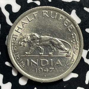 1947 India 1/2 Rupee Lot#C0462 High Grade! Beautiful!