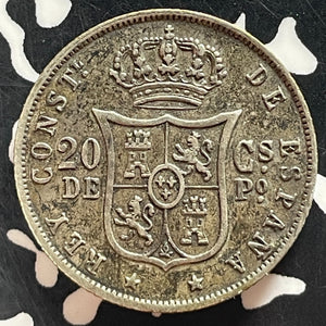 1885 Spanish Philippines 20 Centavos Lot#T4668 Silver! Nice!