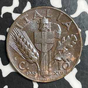 1938-R Italy 10 Centesimi Lot#T2702 High Grade! Beautiful!