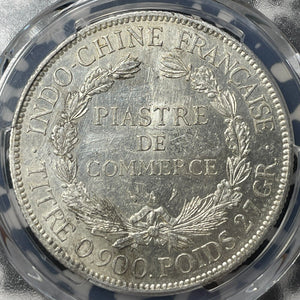 1909-A French Indo-China 1 Piastre PCGS Cleaned-AU Detail Lot#G8313 Silver!