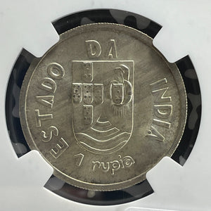 1935 Portuguese India 1 Rupia NGC MS64 Lot#G1088 Silver! Choice UNC!