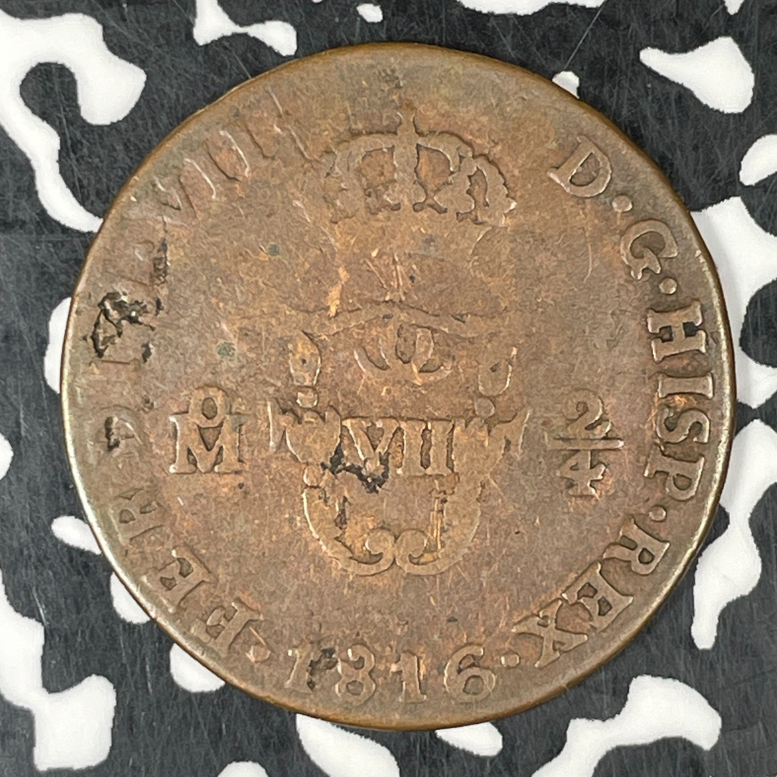 1816-Mo Mexico 2/4 Tlaco 1/4 Real Lot#JM0427 Scarce! KM#64