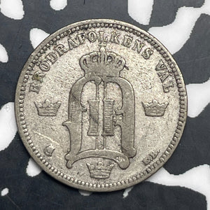 1891 Sweden 10 Ore Lot#C0910 Silver!