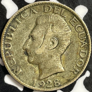 1928-PHILA Ecuador 50 Centavos Lot#D8977 Silver!