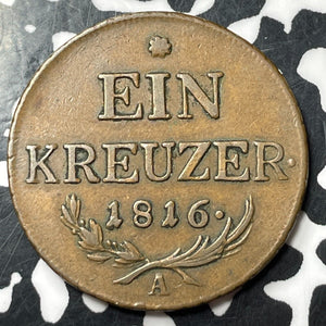 1816-A Austria 1 Kreuzer Lot#E9444