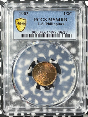 1903 U.S. Philippines 1/2 Half Centavo PCGS MS64RB Lot#G8326 Beautiful Toning!