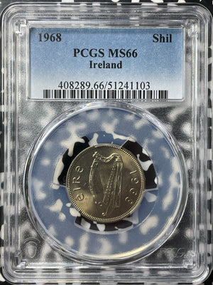 1968 Ireland 1 Shilling PCGS MS66 Lot#G9281 Gem BU! Top Graded!