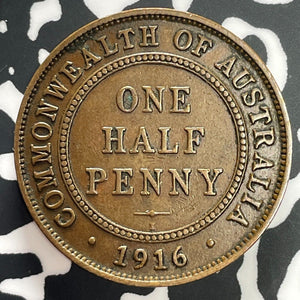 1916-I Australia 1/2 Penny Half Penny Lot#E6323