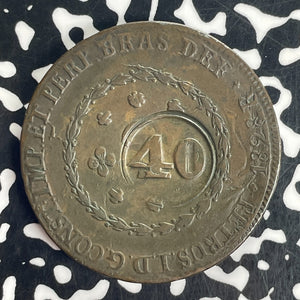 (1835) Brazil 40 Reis C/S on 1828-R 80 Reis Lot#T8477
