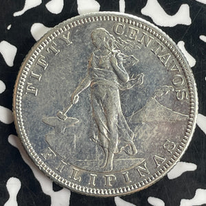 1904-S U.S. Philippines 50 Cent Lot#T8358 Silver Coin!
