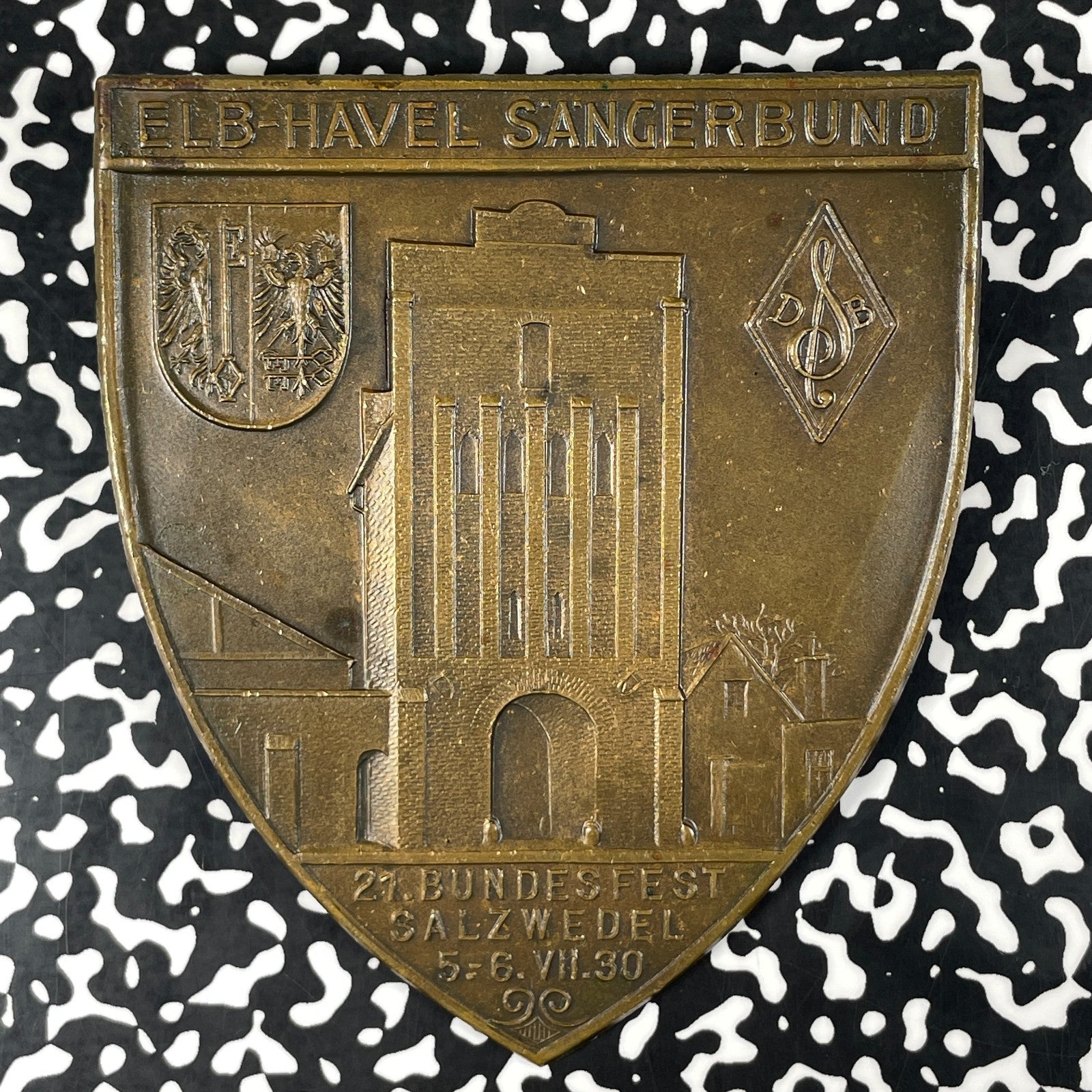 1930 Germany Salzwedel Singing Festival Plaque Lot#B3185 82x95mm