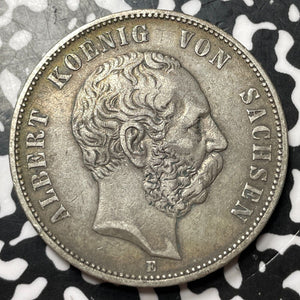 1876-E Germany Saxony 5 Mark Lot#JM7083 Large Silver Coin!