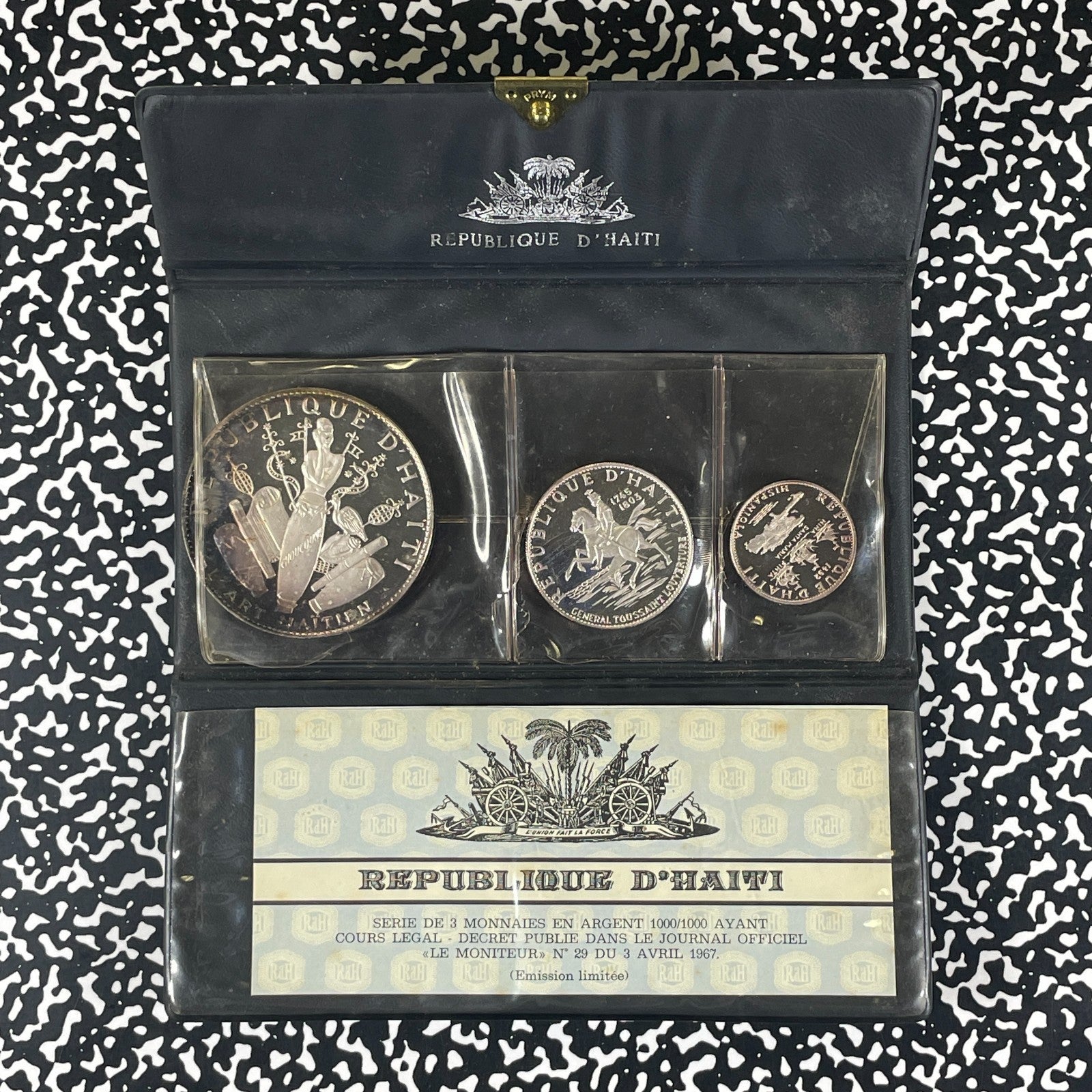 1968 Haiti 3x Coin Proof Set Lot#B3321 Silver! With Case & C.O.A.