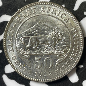 1922 East Africa 50 Cents Lot#E4932 Silver! High Grade! Beautiful!