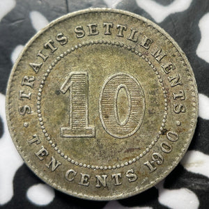 1900 Straits Settlements 10 Cents Lot#JM7627 Silver! Nice!