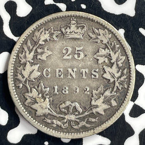 1892 Canada 25 Cents Lot#T7049 Silver! Key Date! Obverse Scratch