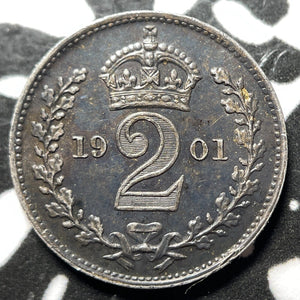 1901 Great Britain Maundy 2 Pence Lot#JM7096 Silver! High Grade! Beautiful!