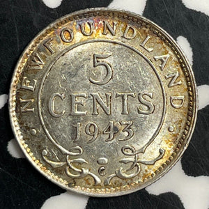 1943-C Newfoundland 5 Cents Lot#T0887 Silver! High Grade! Beautiful!