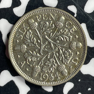1934 Great Britain 6 Pence Sixpence Lot#T6829 Silver! High Grade! Beautiful!