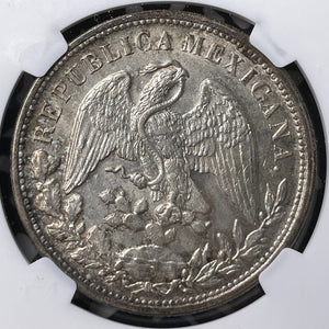 1898-Mo AM Mexico 1 Peso NGC MS61 Lot#G8078 Large Silver! Nice UNC! Restrike