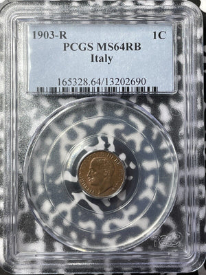 1903-R Italy 1 Centesimo PCGS MS64RB Lot#G6918 Choice UNC!