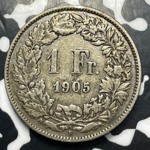 1905 Switzerland 1 Franc Lot#E8328 Silver!