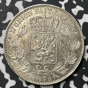 1875 Belgium 5 Francs Lot#JM8104 Large Silver! High Grade! Beautiful!