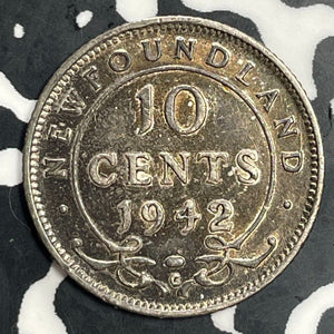 1942-C Newfoundland 10 Cents Lot#T0204 Silver! High Grade! Beautiful!