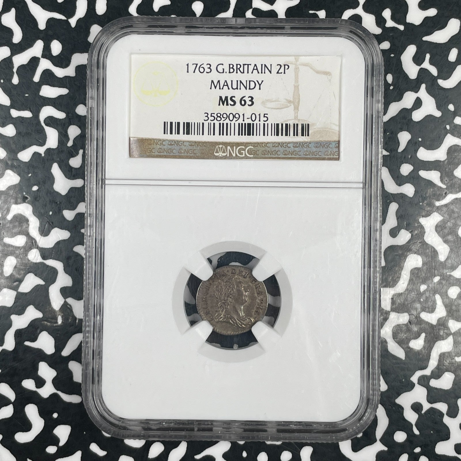 1763 Great Britain George III Maundy 2 Pence NGC MS63 Lot#G4173 Silver!