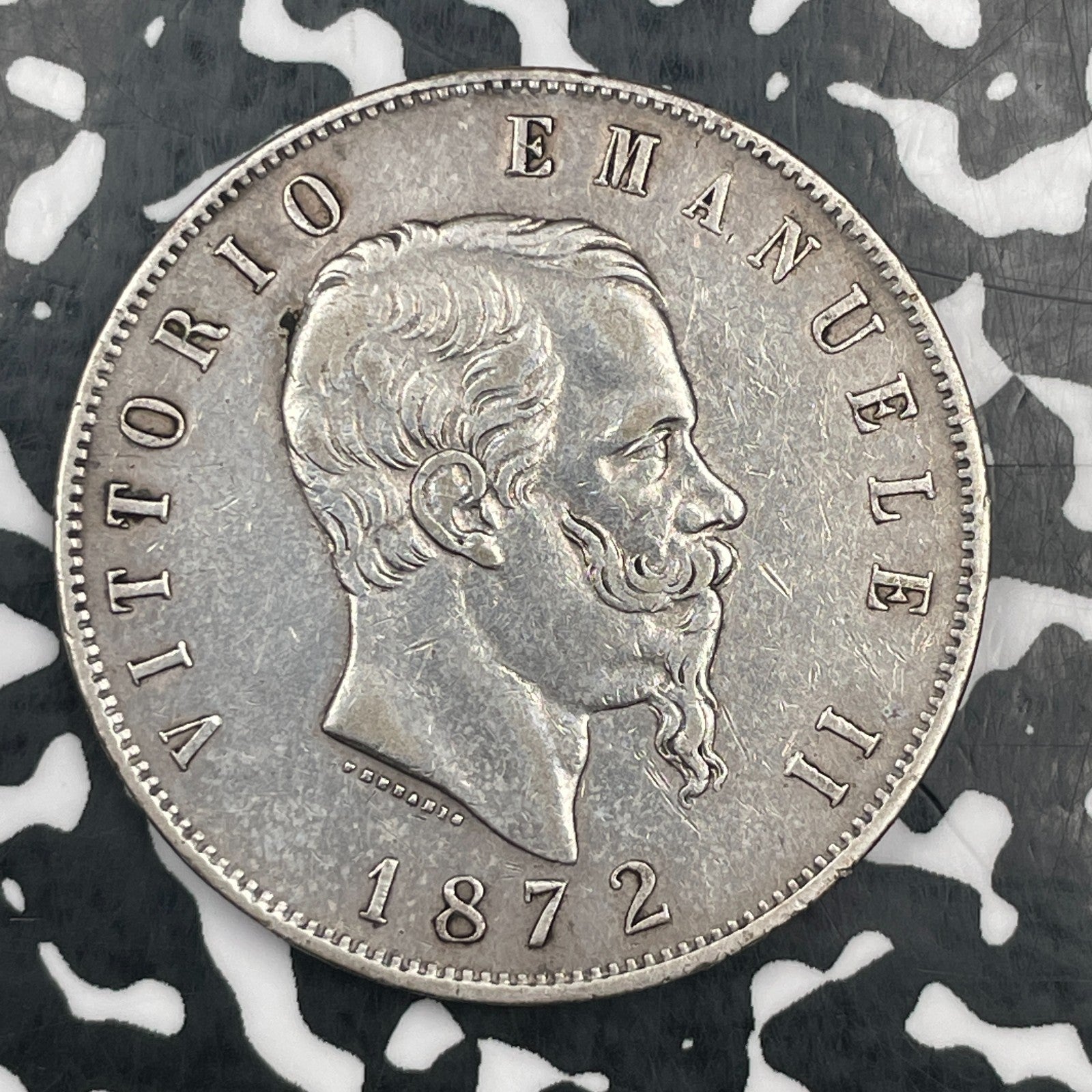 1872-M Italy 5 Lire Lot#JM1928 Large Silver!