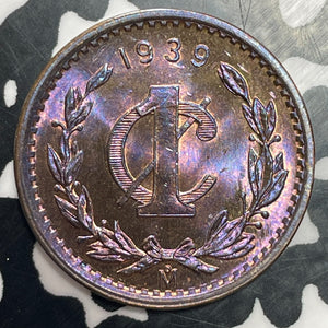 1939-Mo Mexico 1 Centavo Lot#T2909 High Grade! Beautiful Toning!