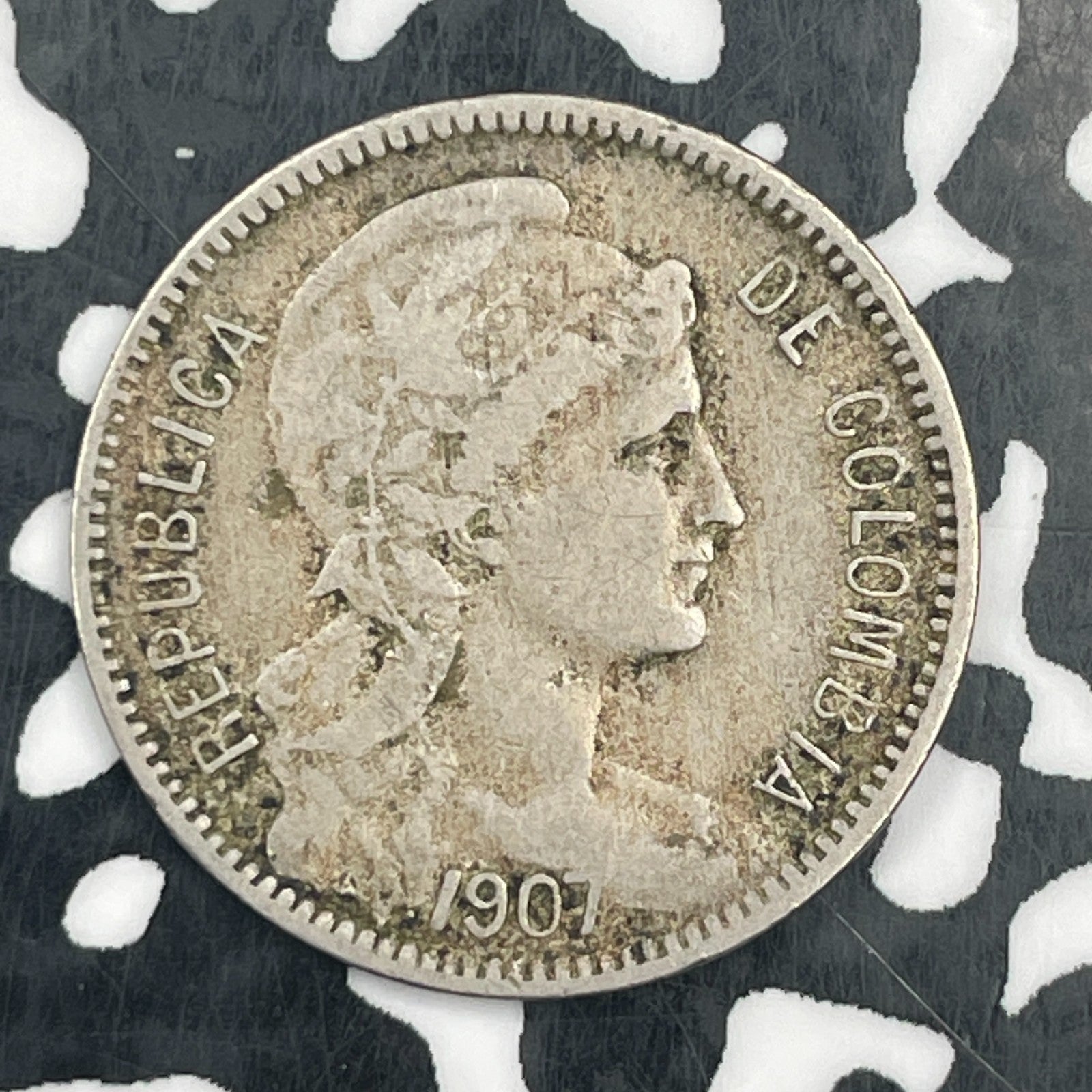 1907 Colombia 5 Pesos Lot#F9819