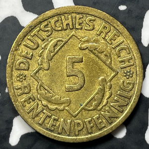 1924-F Germany 5 Rentenpfennig (15 Available) KM#32