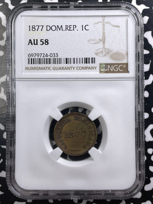 1877 Dominican Republic 1 Centavo NGC AU58 Lot#G9152