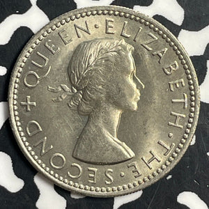 1953 New Zealand 1 Shilling Lot#T0750 High Grade! Beautiful! Key Date!