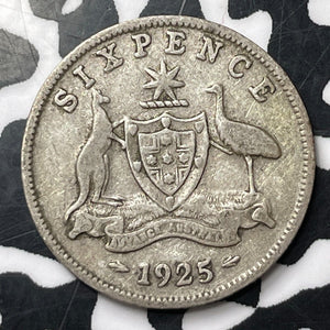 1925 Australia 6 Pence Sixpence Lot#E9473 Silver!