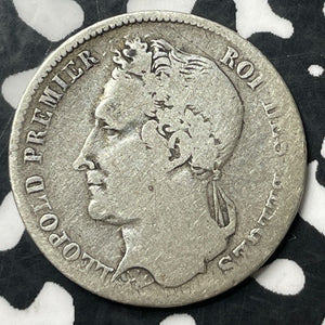 1844 Belgium 1/2 Franc Half Franc Lot#E6735 Silver!