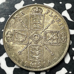 1916 Great Britain 1 Florin Lot#E7241 Silver! Nice!