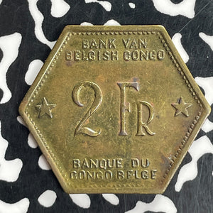 1943 Belgian Congo 2 Francs Lot#T8093 Elephant