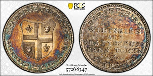 1811 G.B. Dorsetshire Wiltshire 6 Pence Token PCGS MS62 Lot#G767 Silver!