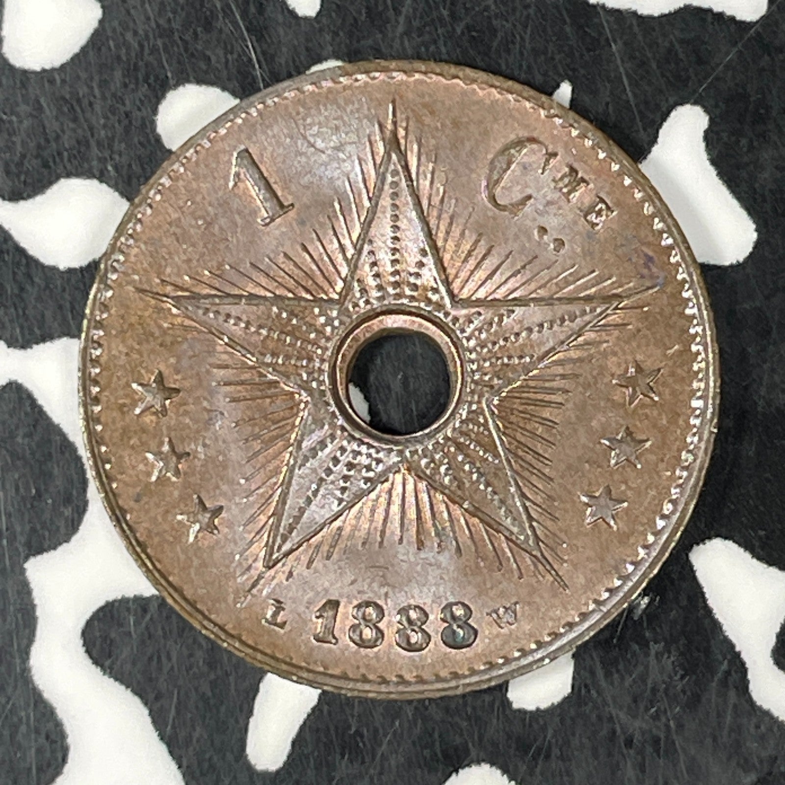 1888 Belgian Congo 1 Centime Lot#C6676 High Grade! Beautiful!