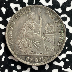 1872 Peru 1 Sol Lot#JM9877 Large Silver! Nice!