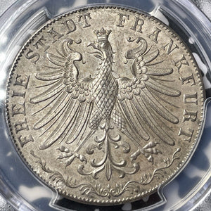 1855 Germany Frankfurt Religious Peace 2 Gulden PCGS MS63 Lot#G6912 Silver!