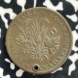 (1837-38) Lower Canada Montreal Un Sou 1/2 Penny Token Lot#C1227 Holed