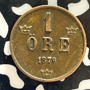 1879 Sweden 1 Ore Lot#T3057 KM#745