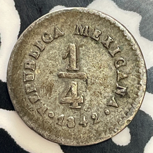 1842-SL Pi Mexico 1/4 Real Lot#T3524 Silver! Nice!
