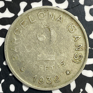 1932 Spain Barcelona 2 Pesetas Cooperative Token Lot#T0994