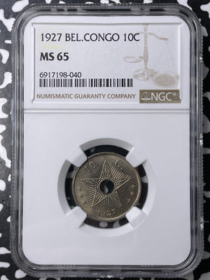 1927 Belgian Congo 10 Centimes NGC MS65 Lot#G9496 Gem BU!